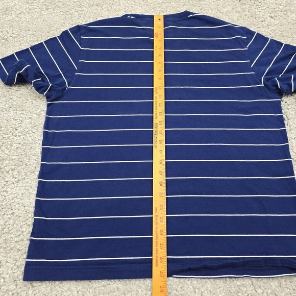 AYR Shirt Mens Shirt XL Blue Striped Short Sleeve Pullover Pima Cotton Stretch - Picture 9 of 10
